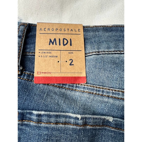 NEW Aeropostale Midi Shorts Distressed Denim Stretch Size 2 - Picture 10 of 11